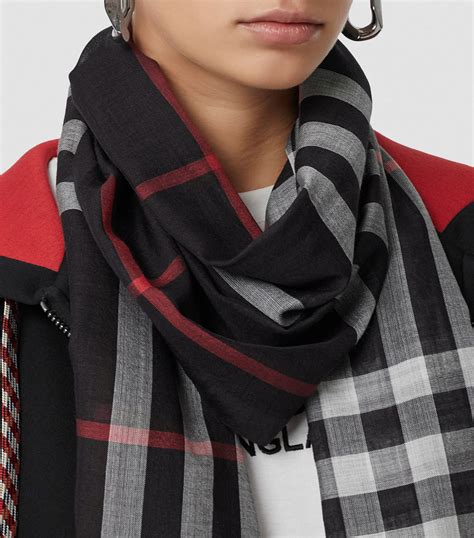 burberry lightweight giant check wool & silk scarf|Burberry lightweight check wool.